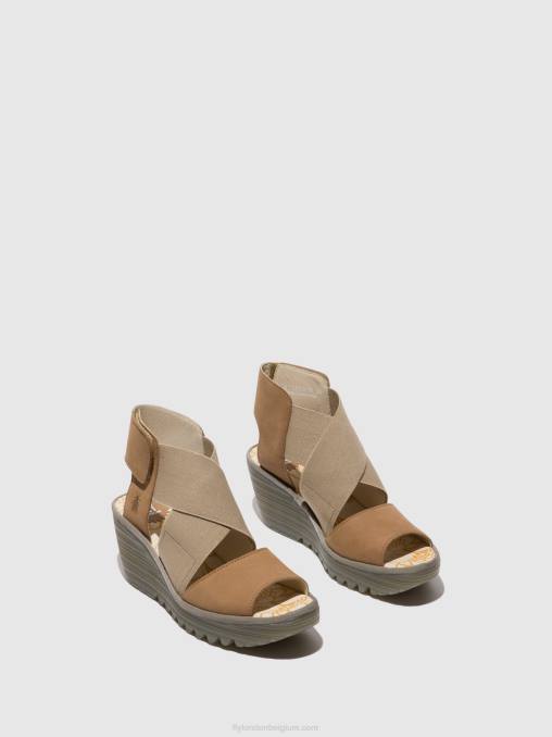 zand Fly London vrouwen gekruiste sandalen yuba385 V2B0487