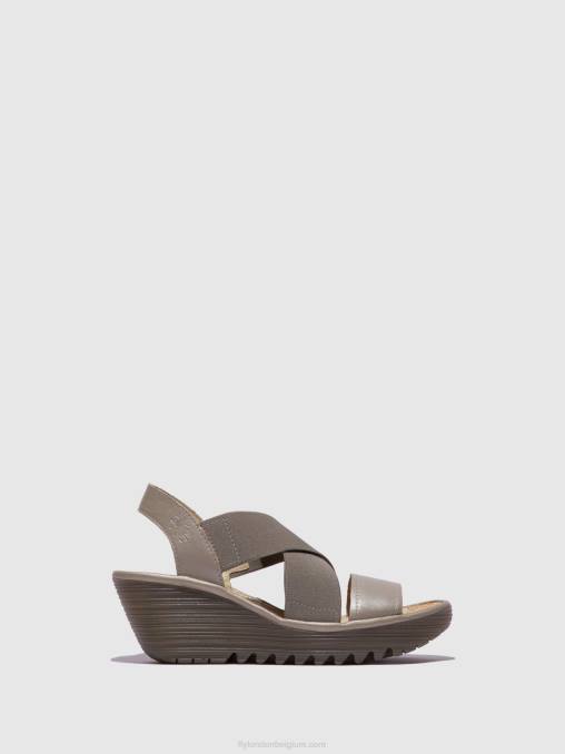 zilver Fly London vrouwen gekruiste sandalen yaji888 V2B0615