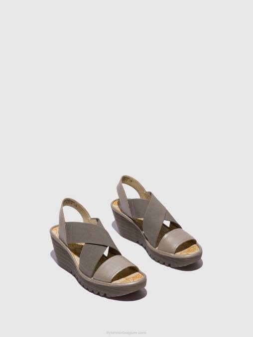 zilver Fly London vrouwen gekruiste sandalen yaji888 V2B0615