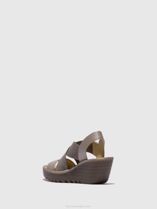 zilver Fly London vrouwen gekruiste sandalen yaji888 V2B0615