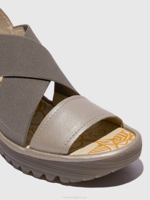zilver Fly London vrouwen gekruiste sandalen yaji888 V2B0615