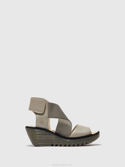 zilver Fly London vrouwen gekruiste sandalen yuba385 V2B0477