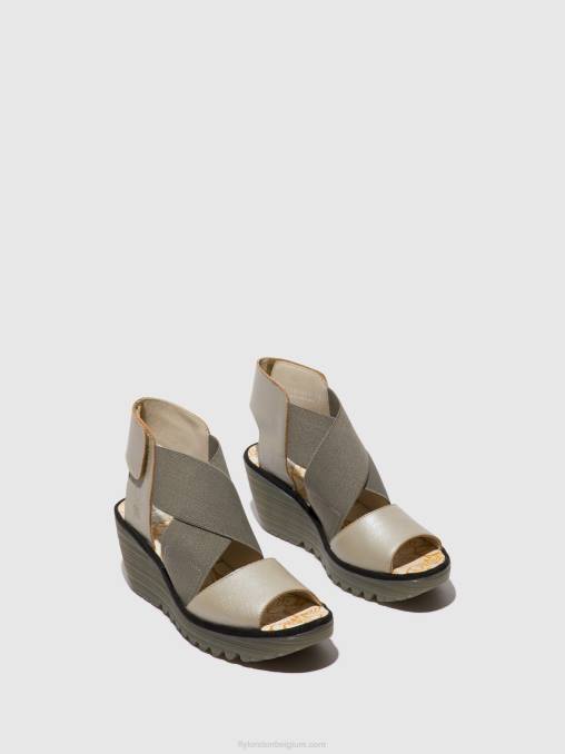 zilver Fly London vrouwen gekruiste sandalen yuba385 V2B0477