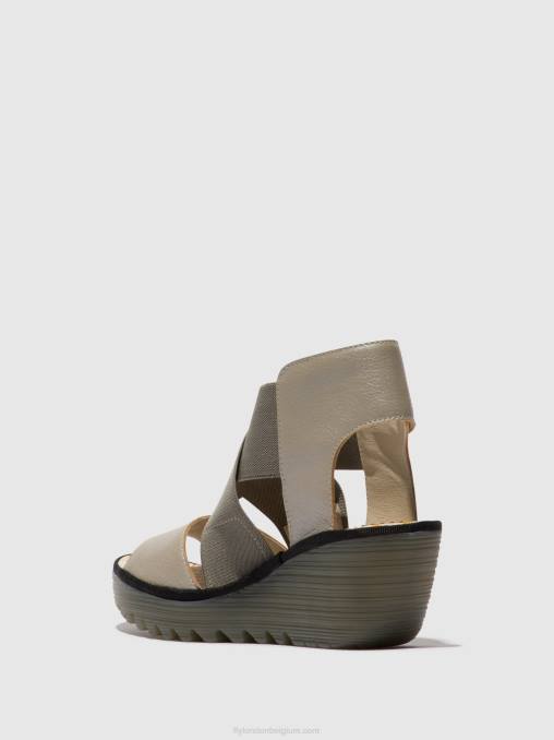 zilver Fly London vrouwen gekruiste sandalen yuba385 V2B0477