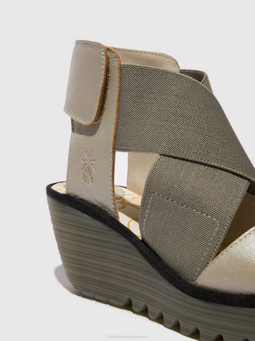 zilver Fly London vrouwen gekruiste sandalen yuba385 V2B0477