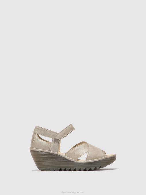 zilver Fly London vrouwen sandalen met enkelbandje yent365 V2B0565