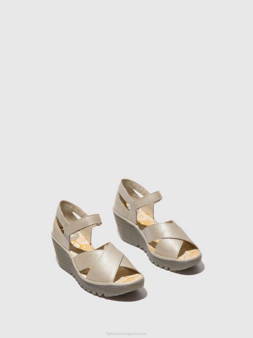 zilver Fly London vrouwen sandalen met enkelbandje yent365 V2B0565