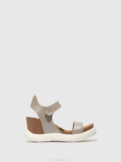 zilver Fly London vrouwen sandalen met klittenband gogo967 V2B0400