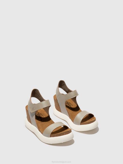 zilver Fly London vrouwen sandalen met klittenband gogo967 V2B0400