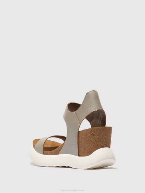 zilver Fly London vrouwen sandalen met klittenband gogo967 V2B0400