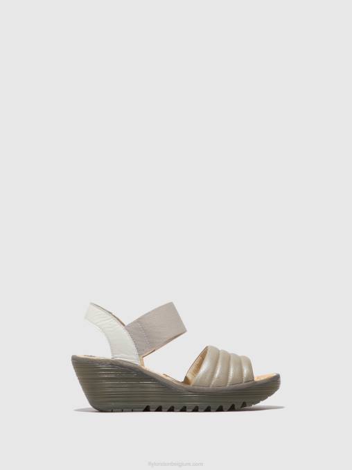 zilver/gebroken wit Fly London vrouwen sling-back sandalen yiko414 V2B0435