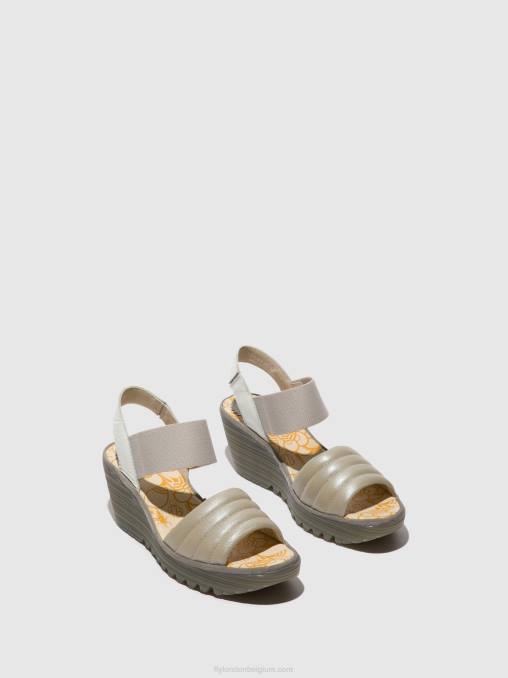 zilver/gebroken wit Fly London vrouwen sling-back sandalen yiko414 V2B0435