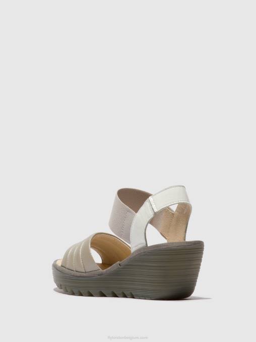 zilver/gebroken wit Fly London vrouwen sling-back sandalen yiko414 V2B0435