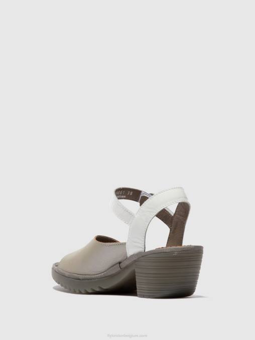 zilver/ gebroken wit Fly London vrouwen slingback sandalen wely439 V2B0444