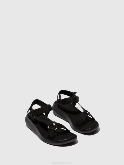 zwart Fly London vrouwen Sandalen met bandjes brek840 V2B0581