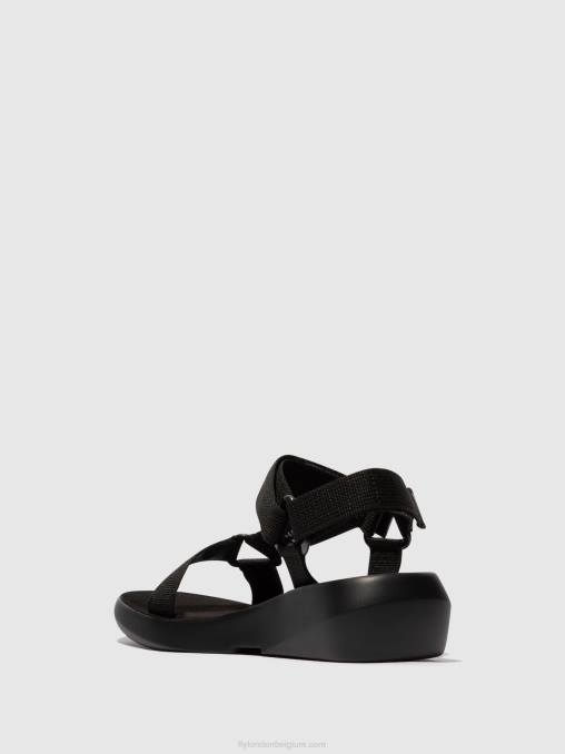 zwart Fly London vrouwen Sandalen met bandjes brek840 V2B0581