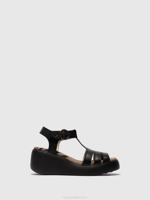 zwart Fly London vrouwen Sandalen met t-bandje duma955 V2B0413