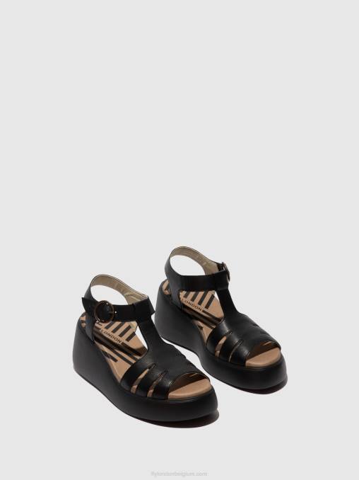 zwart Fly London vrouwen Sandalen met t-bandje duma955 V2B0413