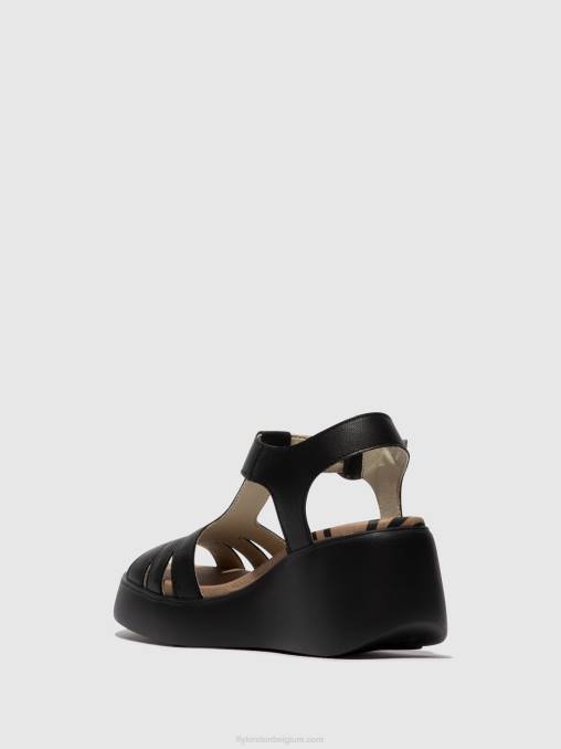 zwart Fly London vrouwen Sandalen met t-bandje duma955 V2B0413