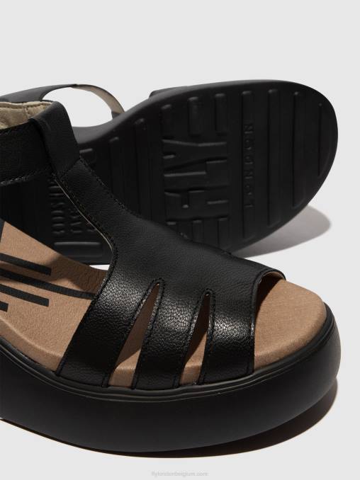 zwart Fly London vrouwen Sandalen met t-bandje duma955 V2B0413