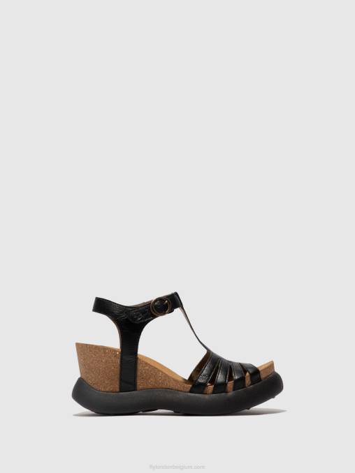 zwart Fly London vrouwen Sandalen met t-bandje gait959 V2B0408