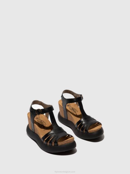 zwart Fly London vrouwen Sandalen met t-bandje gait959 V2B0408