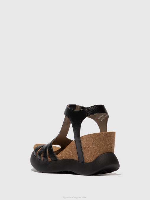 zwart Fly London vrouwen Sandalen met t-bandje gait959 V2B0408
