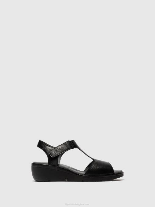 zwart Fly London vrouwen Sandalen met t-bandje nova932 V2B0411