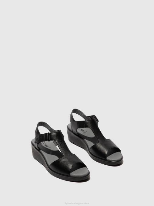 zwart Fly London vrouwen Sandalen met t-bandje nova932 V2B0411