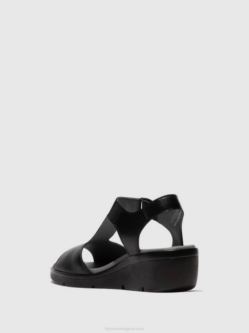 zwart Fly London vrouwen Sandalen met t-bandje nova932 V2B0411