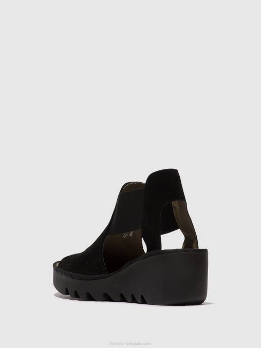 zwart Fly London vrouwen elastische sandalen biga412 V2B0478