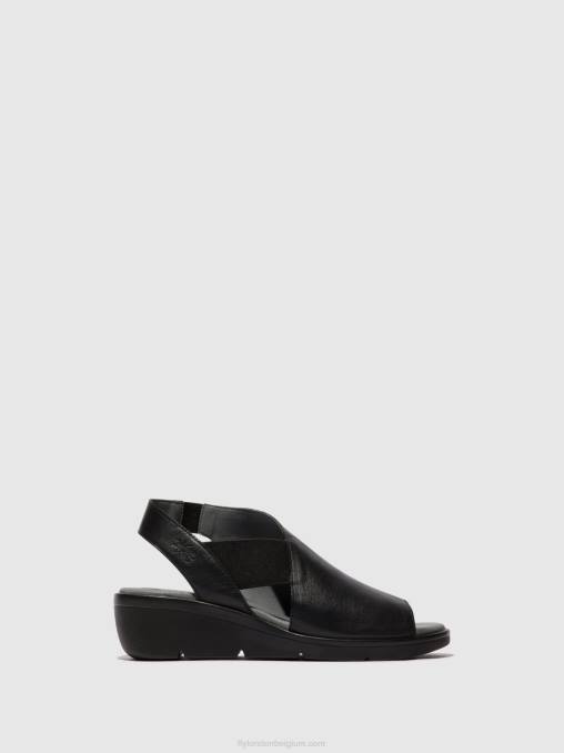zwart Fly London vrouwen elastische sandalen nily940 V2B0482