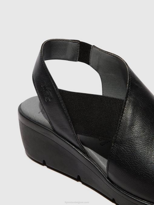 zwart Fly London vrouwen elastische sandalen nily940 V2B0482