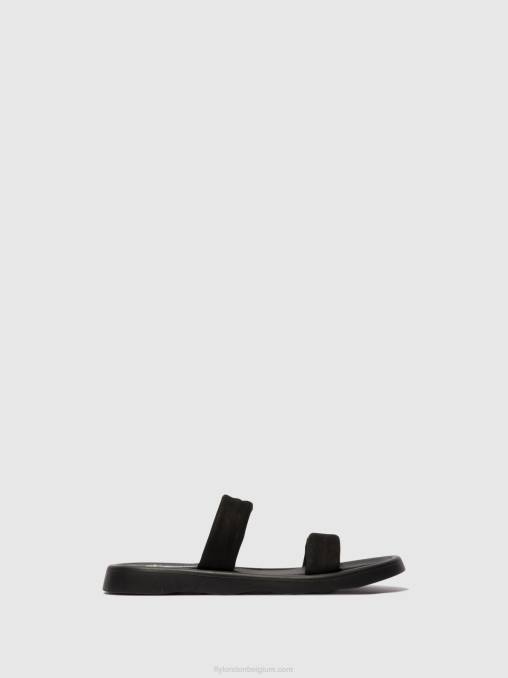 zwart Fly London vrouwen platte sandalen taja872 V2B0554