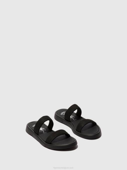 zwart Fly London vrouwen platte sandalen taja872 V2B0554