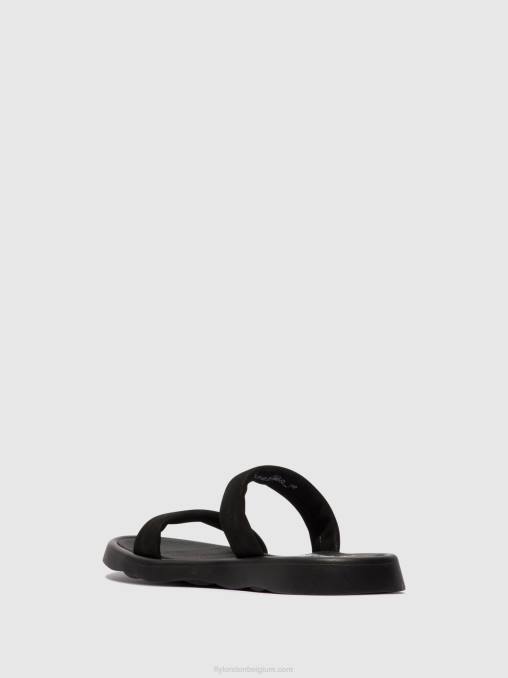 zwart Fly London vrouwen platte sandalen taja872 V2B0554