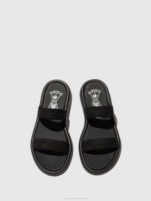 zwart Fly London vrouwen platte sandalen taja872 V2B0554