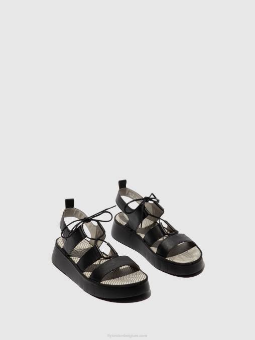 zwart Fly London vrouwen sandalen met bandjes caio363 V2B0573
