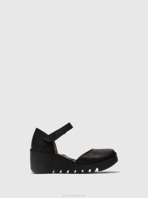 zwart Fly London vrouwen sandalen met enkelbandje biso305 V2B0512