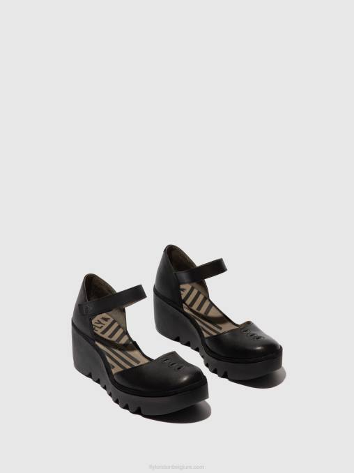 zwart Fly London vrouwen sandalen met enkelbandje biso305 V2B0512