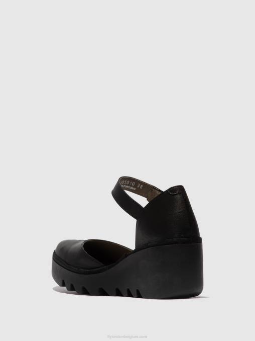 zwart Fly London vrouwen sandalen met enkelbandje biso305 V2B0512