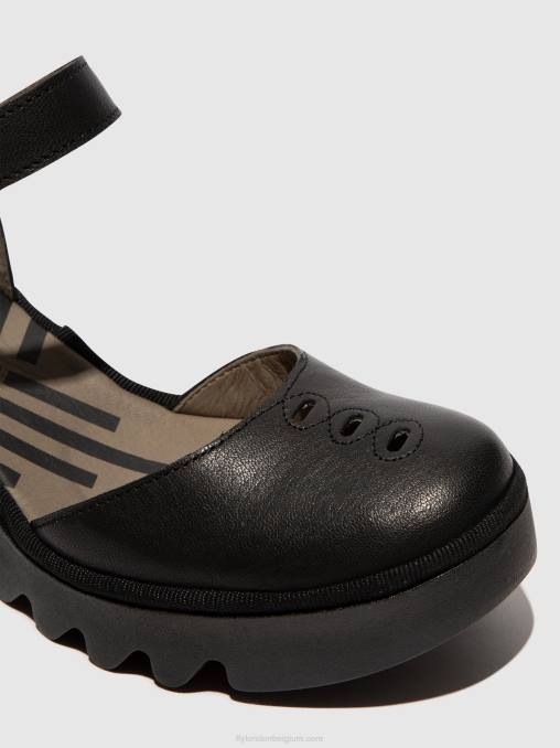 zwart Fly London vrouwen sandalen met enkelbandje biso305 V2B0512