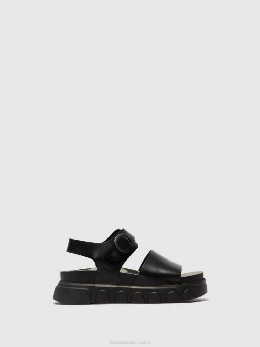 zwart Fly London vrouwen sandalen met enkelbandje cree947 V2B0506