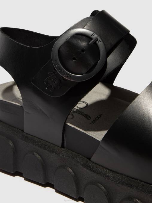 zwart Fly London vrouwen sandalen met enkelbandje cree947 V2B0506