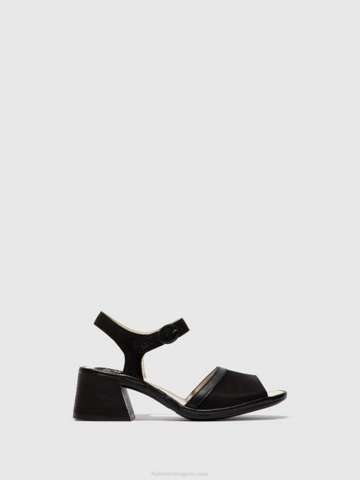 zwart Fly London vrouwen sandalen met enkelbandje lea374 V2B0531