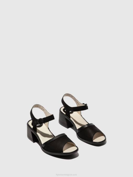 zwart Fly London vrouwen sandalen met enkelbandje lea374 V2B0531