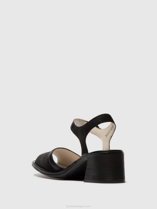 zwart Fly London vrouwen sandalen met enkelbandje lea374 V2B0531