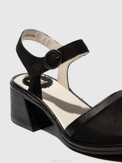 zwart Fly London vrouwen sandalen met enkelbandje lea374 V2B0531