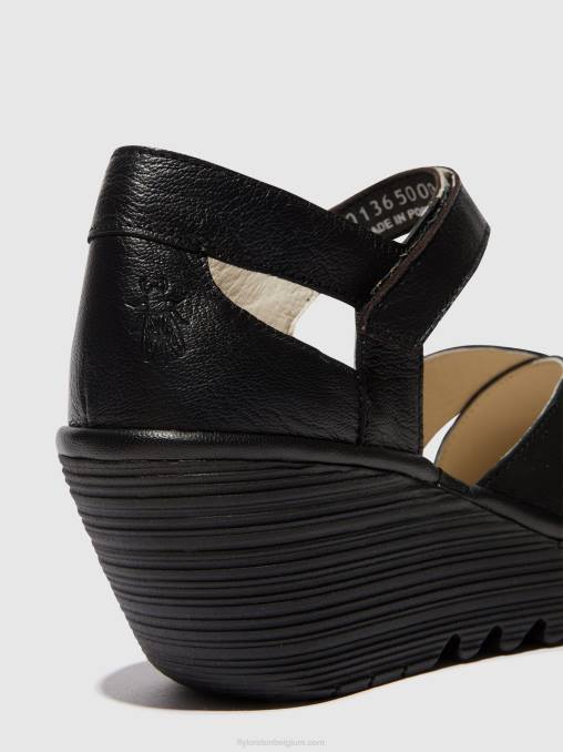 zwart Fly London vrouwen sandalen met enkelbandje yent365 V2B0566