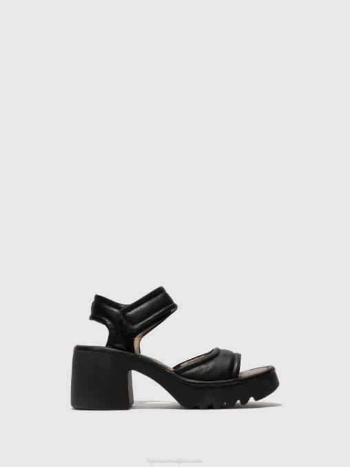 zwart Fly London vrouwen sandalen met klittenband mank433 V2B0401